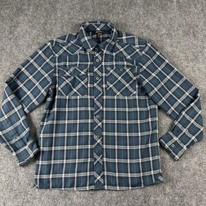 Outdoor Research Shirt Mens Medium Blue Plaid Button Front Western Hiking